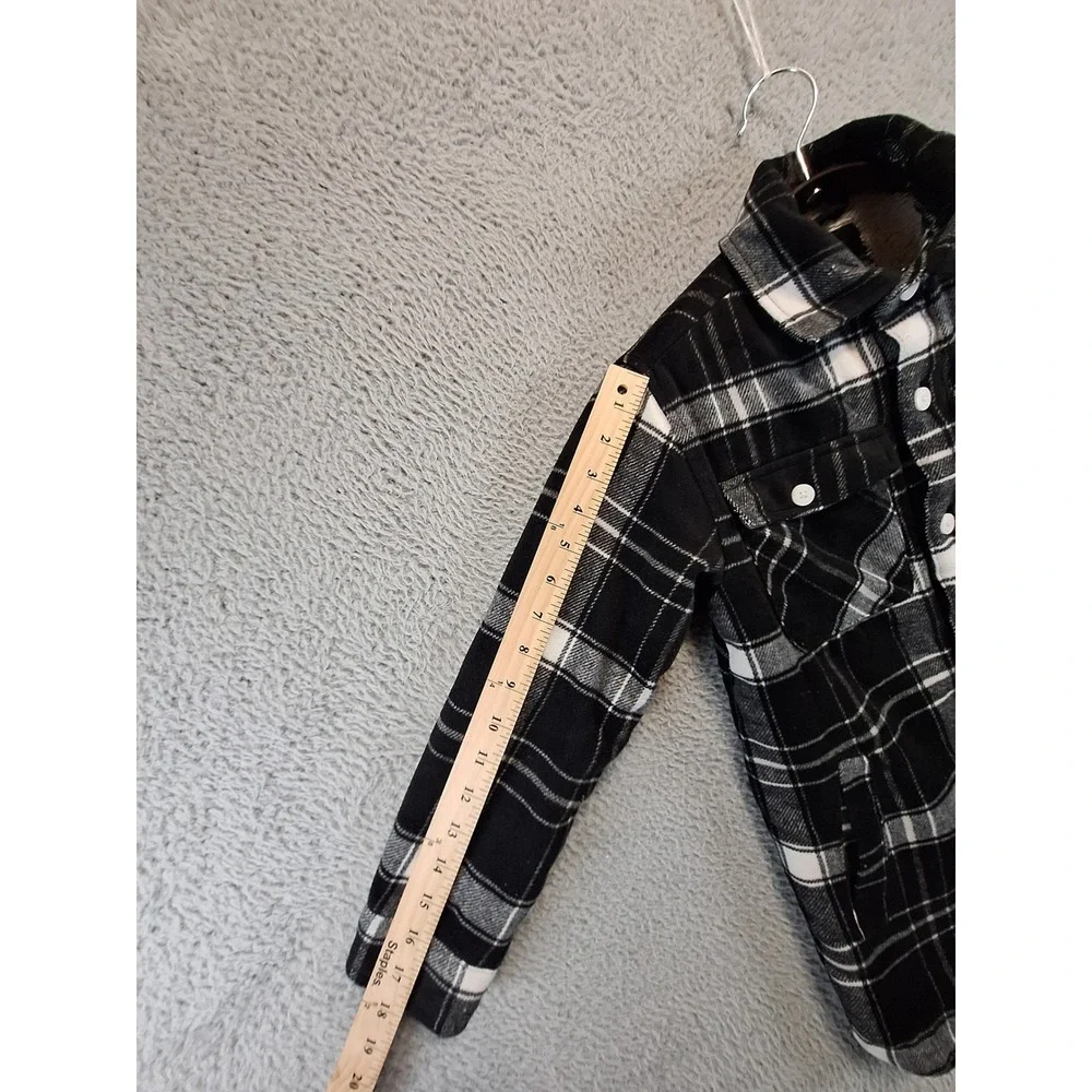 Art‎ Class Shacket Boys S Black White Plaid Lined Flannel Shirt Jacket Cozy